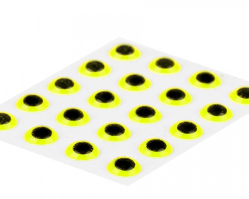 3D Epoxy Eyes, Fluo Yellow, 4 mm